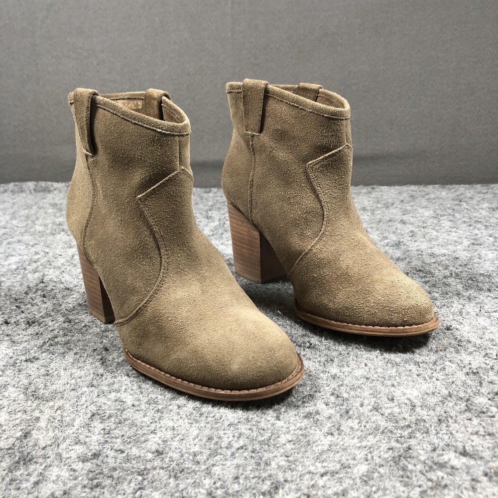 Splendid Suede Ankle Booties Womens 8 Beige Block Heel Round Toe Casual